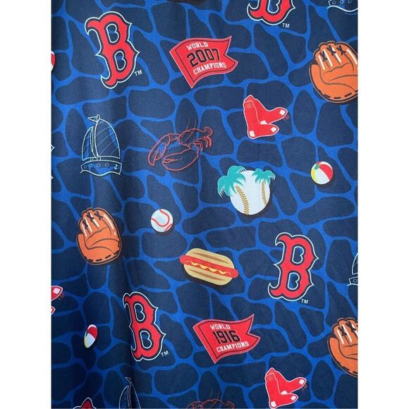 Boston Red Sox Mens Multicolor Graphic Print Hawaiian Button Up Shirt Size XL - Picture 10 of 12